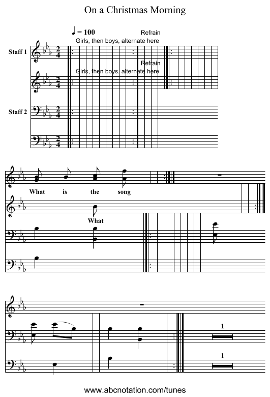 On a Christmas Morning - staff notation