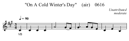 On A Cold Winter's Day    (air)    0616 - staff notation
