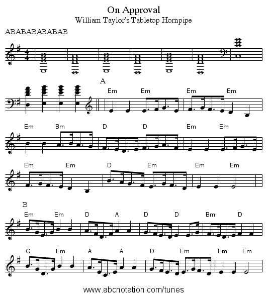 On Approval - staff notation