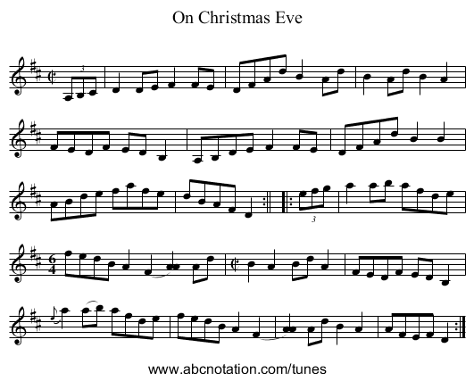On Christmas Eve - staff notation