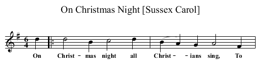On Christmas Night [Sussex Carol] - staff notation