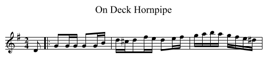 On Deck Hornpipe - staff notation