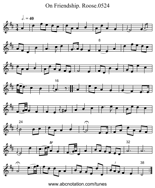 On Friendship. Roose.0524 - staff notation