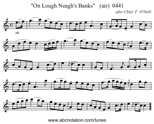 On Lough Neagh's Banks   (air)  0441 - staff notation