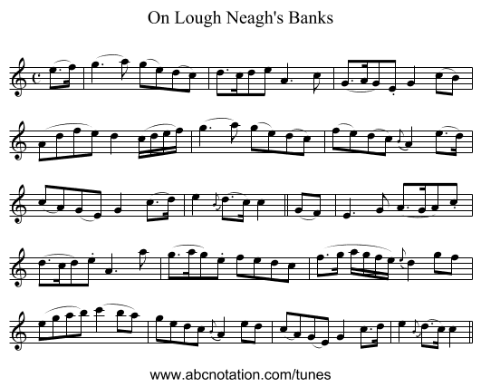 On Lough Neagh's Banks - staff notation