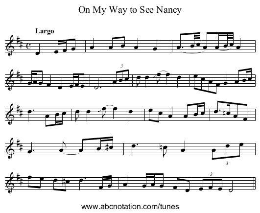 On My Way to See Nancy - staff notation
