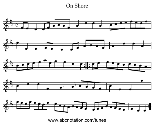 On Shore - staff notation