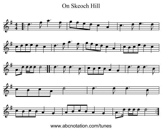 On Skeoch Hill - staff notation