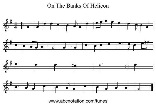On The Banks Of Helicon - staff notation