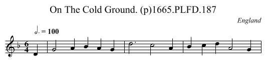 On The Cold Ground. (p)1665.PLFD.187 - staff notation