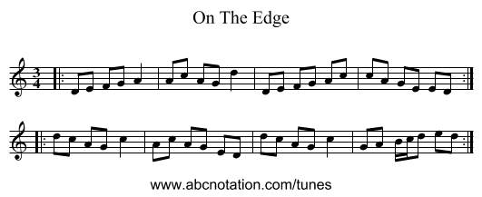 On The Edge - staff notation