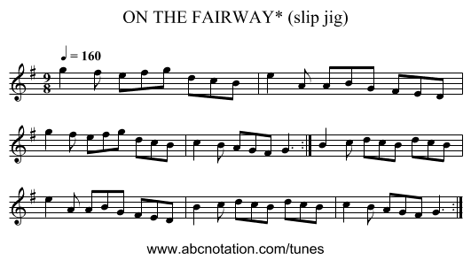 ON THE FAIRWAY* (slip jig) - staff notation