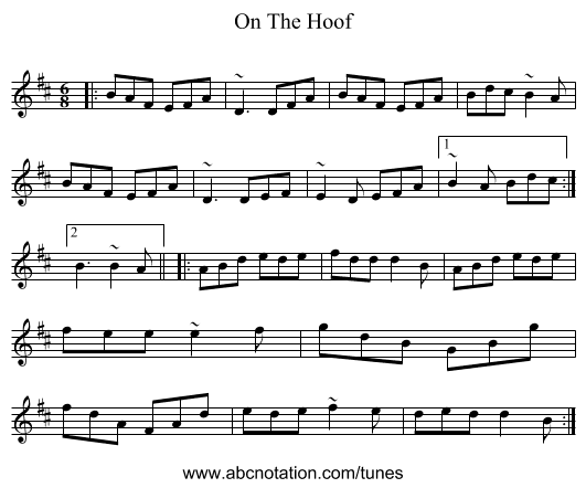 On The Hoof - staff notation