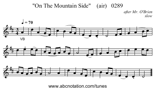 On The Mountain Side (air) 0289 - staff notation
