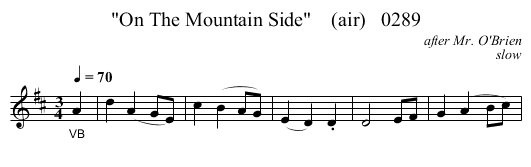 On The Mountain Side    (air)   0289 - staff notation