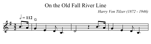 On the Old Fall River Line - staff notation