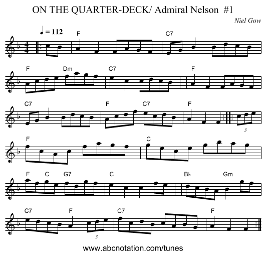 ON THE QUARTER-DECK/ Admiral Nelson  #1 - staff notation