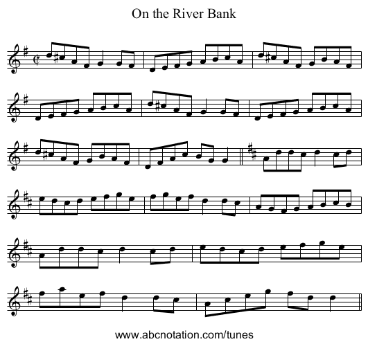 On the River Bank - staff notation