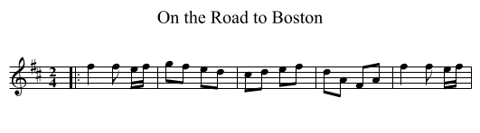 On the Road to Boston - staff notation