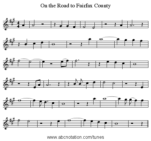 On the Road to Fairfax County - staff notation