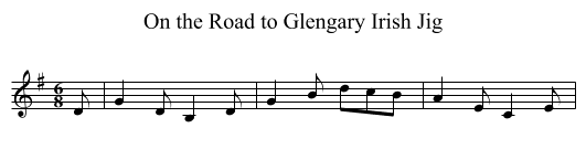 On the Road to Glengary Irish Jig - staff notation