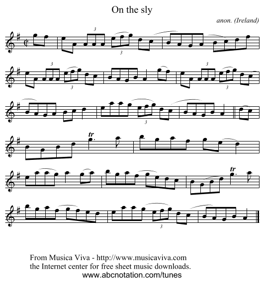 On the sly - staff notation