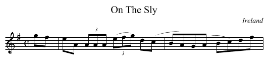 On The Sly - staff notation