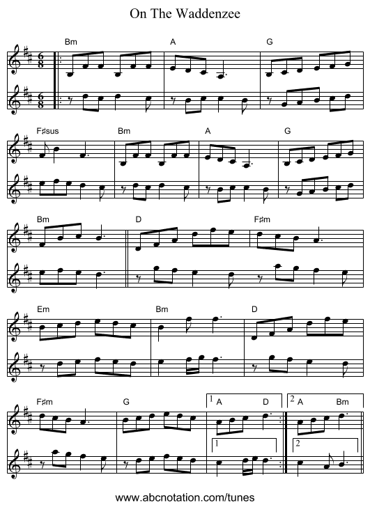 On The Waddenzee - staff notation