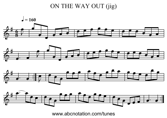 ON THE WAY OUT (jig) - staff notation