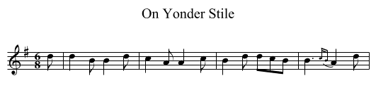 On Yonder Stile - staff notation