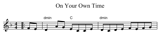 On Your Own Time - staff notation