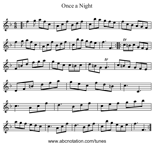 Once a Night - staff notation