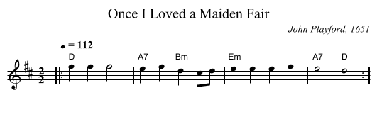 Once I Loved a Maiden Fair - staff notation