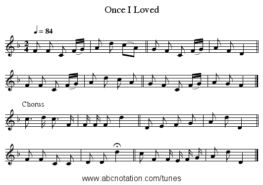 Once I Loved - staff notation