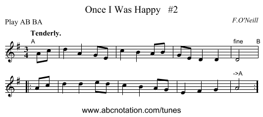 Once I Was Happy #2 - staff notation