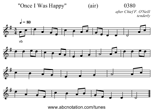 Once I Was Happy               (air)                  0380 - staff notation