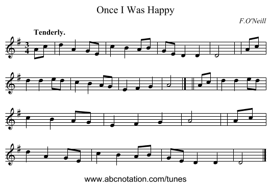 Once I Was Happy - staff notation