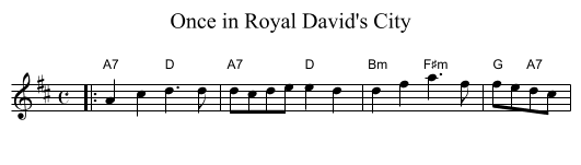 Once in Royal David's City - staff notation