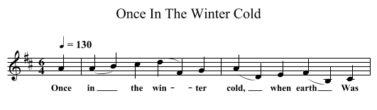Once In The Winter Cold - staff notation