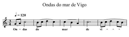 Ondas do mar de Vigo - staff notation