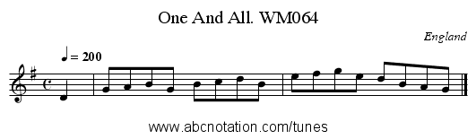 One And All. WM064 - staff notation