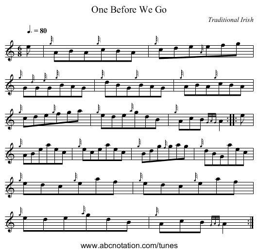 One Before We Go - staff notation