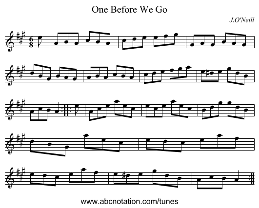 One Before We Go - staff notation