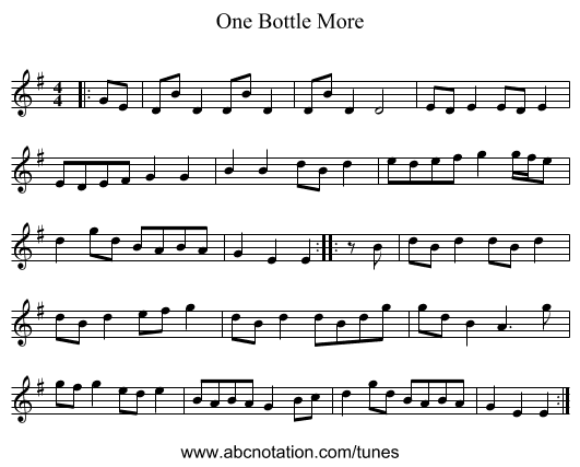 One Bottle More - staff notation