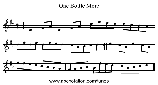 One Bottle More - staff notation