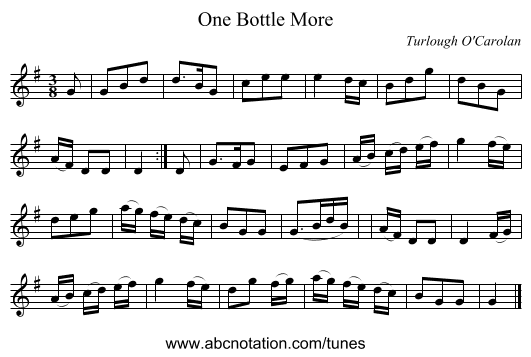 One Bottle More - staff notation