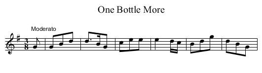 One Bottle More - staff notation