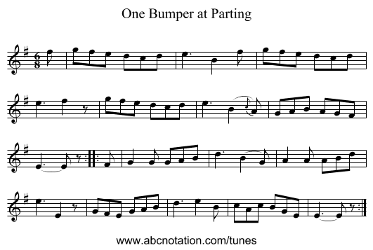 One Bumper at Parting - staff notation