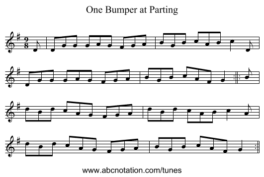 One Bumper at Parting - staff notation