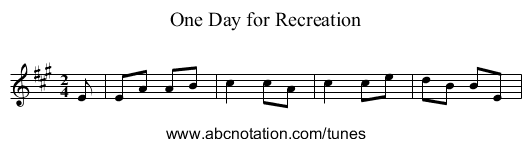 One Day for Recreation - staff notation